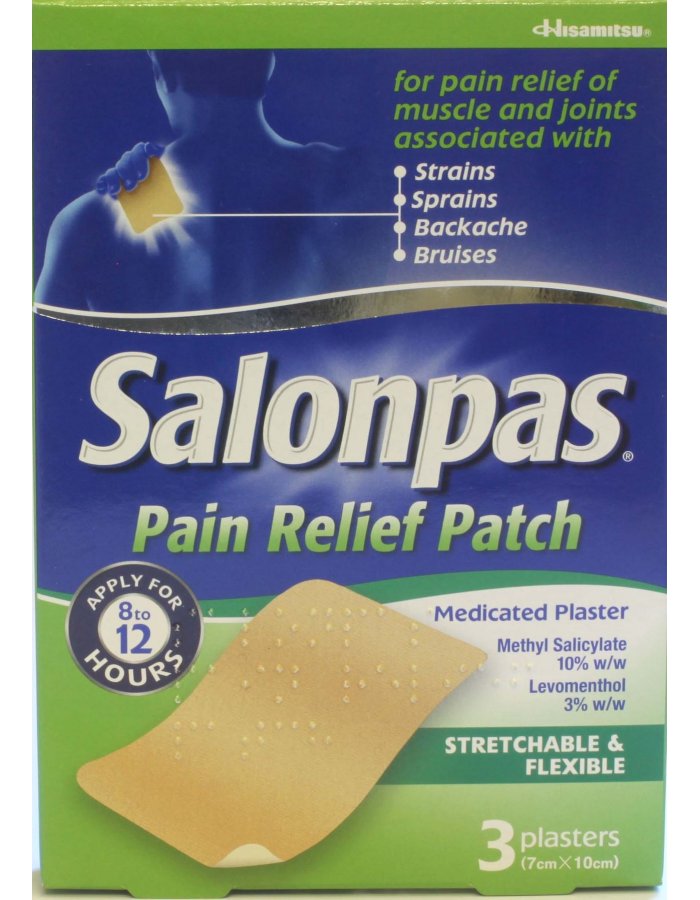 Salonpas Pain Relief Patch X 3 Plasters 7cm X 10cm